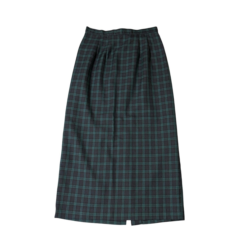 Vintage Stonebridge Plaid Maxi Skirt Womens 8P Green Academia Pleated 90's USA